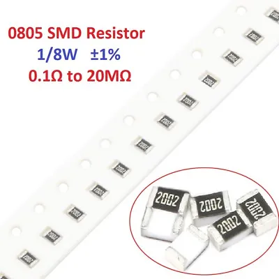 50PCS 1/8W 0805 SMD/SMT Resistors ±1% -Full Range Of Values ( 0.1Ω To 20MΩ ) • $0.99