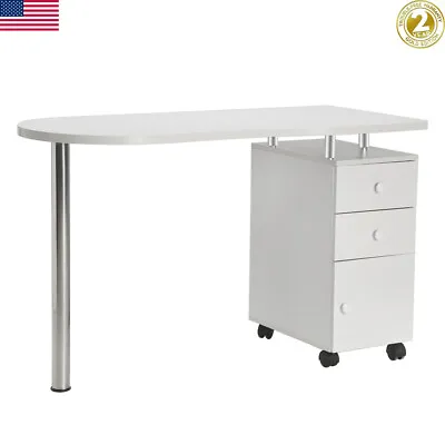 Pro Manicure Table Nail Desk Beauty Salon Station With Drawers Wheel Wrist Pad • $139.99