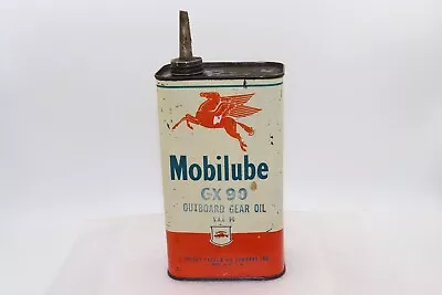 Vintage Mobilube GX 90 Outboard Gear Oil Can Metal Spout SAE 90 Pegasus Mobil • $25.49