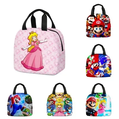 Super Mario Princess Peach Insulated Lunch Bag School Picnic Box Travel Handbag • £8.39