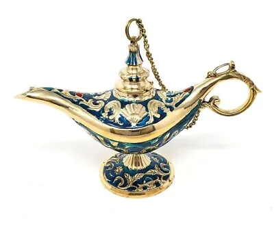 Solid Brass Vintage Style Classic Aladdin Genie Lamp 7  Long • $35.99