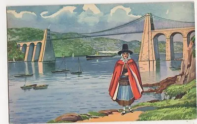 A Welsh Maid At Menai Bridge Postcard B390 • £2