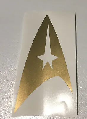 $3.99 • Buy Star Trek Gold Metallic Federation Starfleet Logo Vinyl Decal Sticker 3” Tall