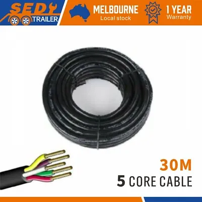 $37.99 • Buy 30M X 5 Core Wire Cable Trailer Cable Automotive Boat Caravan Truck Coil V90 PVC