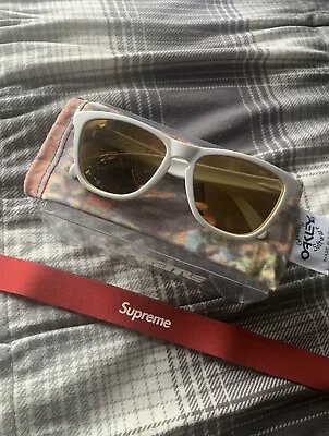Supreme X Oakley Frogskin Sunglasses White Frame / Gold Polarized Lenses • $1500