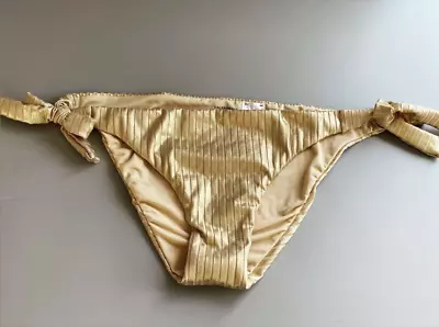 Calzedonia Cobey Gold Womens Bikini Bottoms Swimwear 100% Genuine S/Small BNWT • £10.99