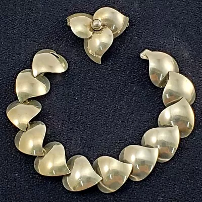 Vintage Jewelry KEAN Denmark Sterling Sheet Metal Hearts Bracelet & Pin • $199