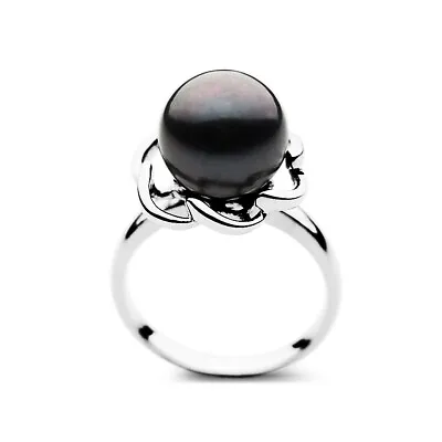 11mm AAA Quality Flower Tahitian Black Pearl Ring Pacific Pearls® Gifts For Wife • $439