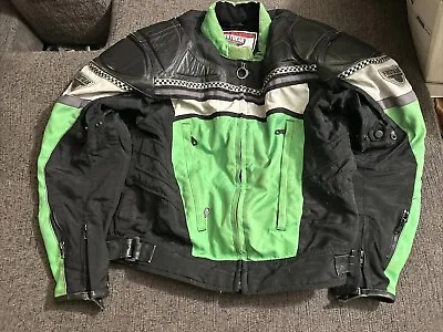 FIRST GEAR Men's Motorcycle Leather Padded Riding Jacket Size 46/Large • $50