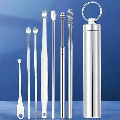 7pcs Stainless Steel Ear Wax Removal Kit With Storage Box Ear Cleaning Tool Set • £8.90