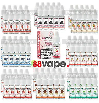 88 Vape E-Liquid | 10ml | 37 Flavours | All Strengths | 10 & 20 Packs • £10.95