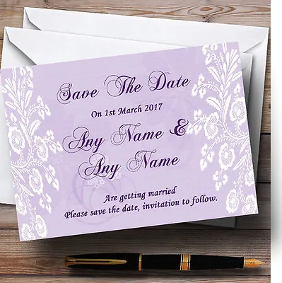 Vintage Lace Lilac Chic Personalised Wedding Save The Date Cards • £9.99