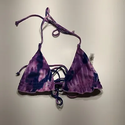 $12.99 • Buy Zaful Bikini Top Womens Size 4 Purple Blue Halter Tie Dye String Bikini Swimwear