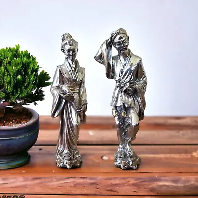 Vintage Silverplated Japanese Figurines Man And Woman Arg. 925 Made In Italy • $65