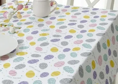 Easter Wipe Clean Tablecloth Eggs Print Multicoloured 132 X 178cm • £8.99