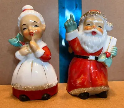Vintage Ceramic Mr And Mrs Claus Salt And Pepper Shakers Made In Japan • $19.97