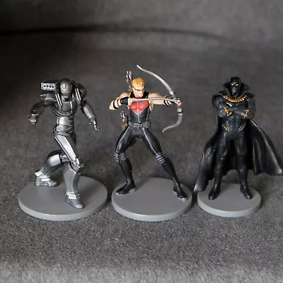 3 Marvel Avengers Black Panther War Machine Hawkeye Action Figures Disney Stands • £10