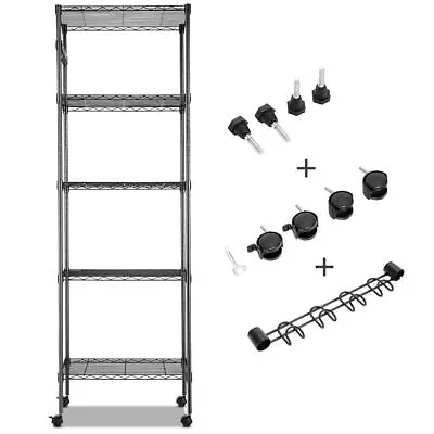 5 Tier Wire Shelving Unit On Wheels Heavy Duty Adjustable Rolling Storage Rack • $65.99