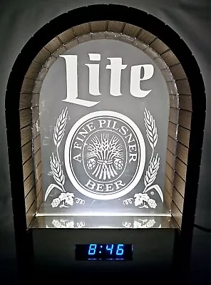 Vintage Miller Lite Pilsner Beer Everbrite Light-Up Sign W/Digital Clock WORKS • $119.99
