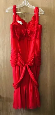 Vicky Tiel Couture Bergdorf Goodman Vintage Red Party Dress $4500 NWT • $500