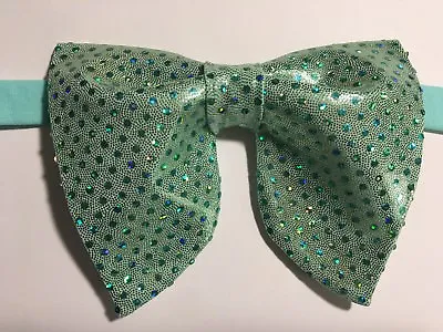 Handmade Oversized Mint Sparkle Bow Tie Vintage Style 70s Wedding Prom Gift • $25.23