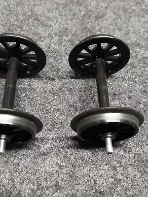 G Scale Wheel Sets  Open Spoke Used Plastic W Metal Axle 1 Pr (AC050323-06) • $5