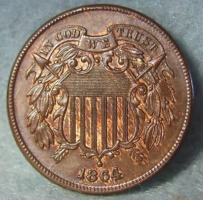 1864 Civil War Era Two Cent Piece Choice Uncirculated Old US Coin • $130.50