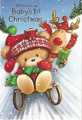 Cute Babys 1st Christmas Card First Bear Xmas Assorted Designs FREE UK P&P • £1.79