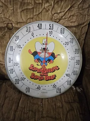 Vintage 12   Round Wall Thermometer Super Steers Mean Super Beef • $149
