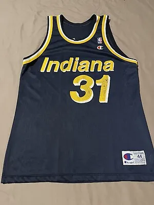 VTG 90s NBA REGGIE MILLER INDIANA PACERS CHAMPION JERSEY SIZE 44 • $41