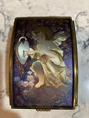 Via Vermont Valentine Cupid Jewelry Casket Box Brass Mirror Heart Locket Foil  • $12