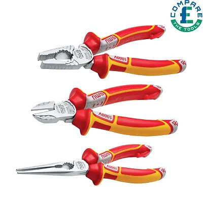 NWS NW782-3K VDE Sidecutter Combination Plier And Long Nose Plier Set Of 3 Piece • £68.98