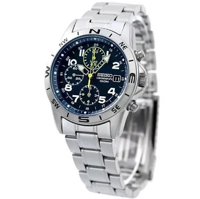 SEIKO Chronograph SND379P1 Blue Silver Men's Watch • $99