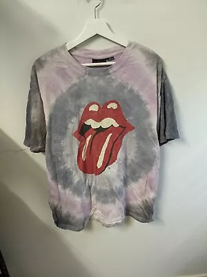 The Rolling Stones Shirt Mens Large Pink Tie Dye Double Sided Rock Band Tee • $15