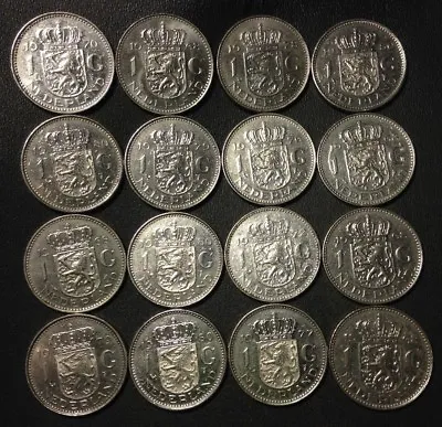 Vintage Netherlands Coin Lot - 16 GULDENS - Pure Nickel - FREE SHIPPING  • $11.99