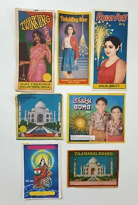 7pc X LOT India Vintage Labels FIREWORKS SPARKLERS - ALL DIFFERENT  • $61.74