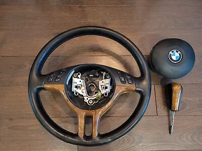 00-06 BMW E46 E39 E53 Sport  Leather Steering Wheel Wood TRIM+ Shift Knob • $159.10