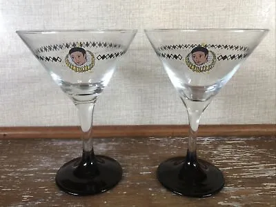 Vintage 1980s Pierrot Harlequin Glass Martini Glasses X 2 • $34