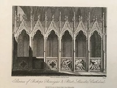 1813 Antique Print; Bishops Shrines Lincoln Cathedral After Hardwick • £5.99