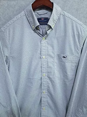 Vineyard Vines Classic Fit Tucker Shirt Performance Mens Small Blue White Check • $14.99