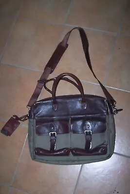Polo Ralph Lauren Leather Canvas Laptop Bag Briefcase Messenger 15X12X4 • $15
