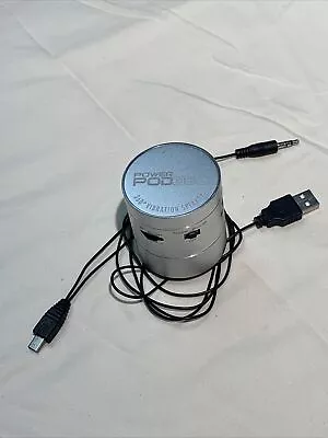 Power Pod 360 Vibration Speaker 3.5mm Jack / USB Cord Silver Awesome Sound Bass • $21.49