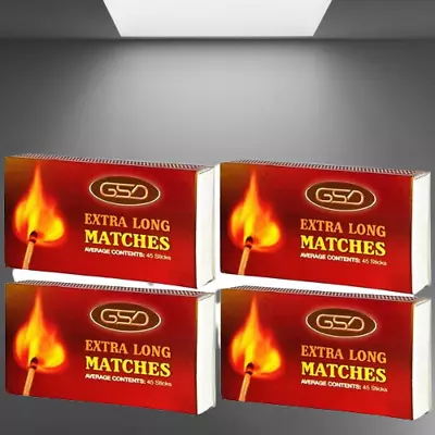 4| 8  X GSD EXTRA LONG MATCHES Cooking BBQ Candle Matchboxes 10cm Safety Tobacco • £7.99