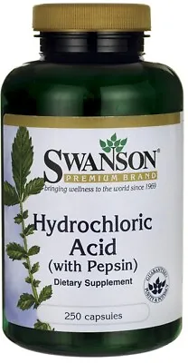 £29.99 • Buy Swanson Hydrochloric Acid With Pepsin 250 Capsules | Stomach Acid PH | Digestion