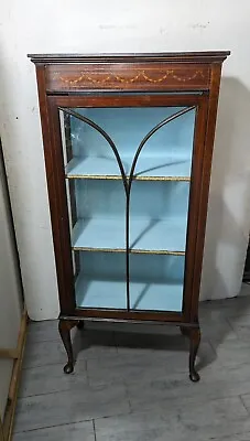 Antique Edwardian Mahogany Glass Display Curio Cabinet Queen Anne Chippendale • $720