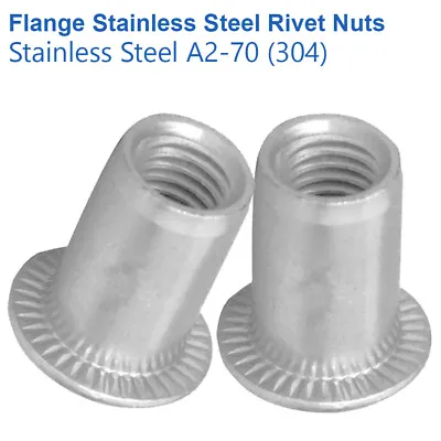 M4 M5 M6 M8 M10 Stainless Steel Rivnuts Knurled Flange Threaded Insert Rivet Nut • £2.09