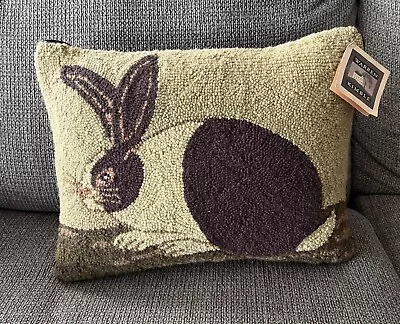 Wool Warren Kimble Cozy Bunny 14  X 18  Hook Pillow • $65