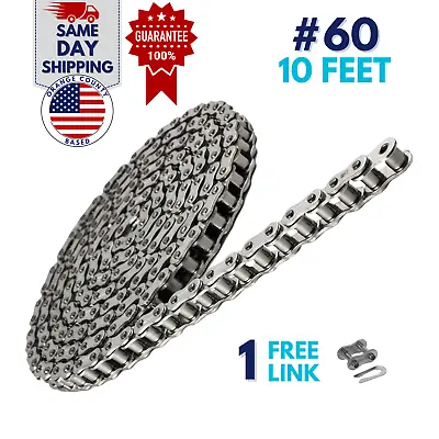 #60 SS Stainless Steel Roller Chain 10 Feet With 1 Connecting Link • $91.99