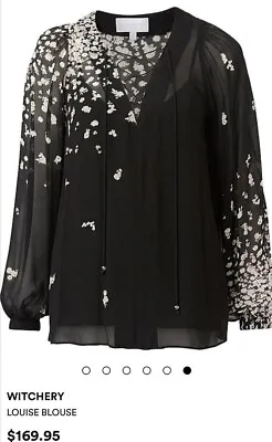 $30.95 • Buy WITCHERY Limited Edition Louise Blouse Sz 14 Rrp $169 Black + Floral Print Top