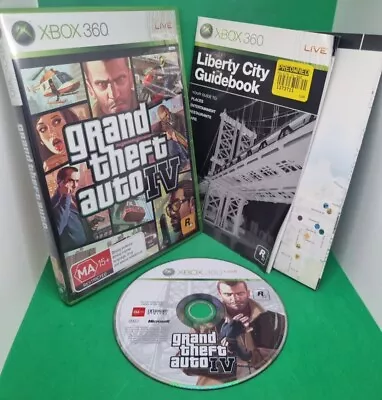 Grand Theft Auto IV 4 GTA Xbox 360 Game PAL Rockstar Complete W Manual + Poster • $14.99